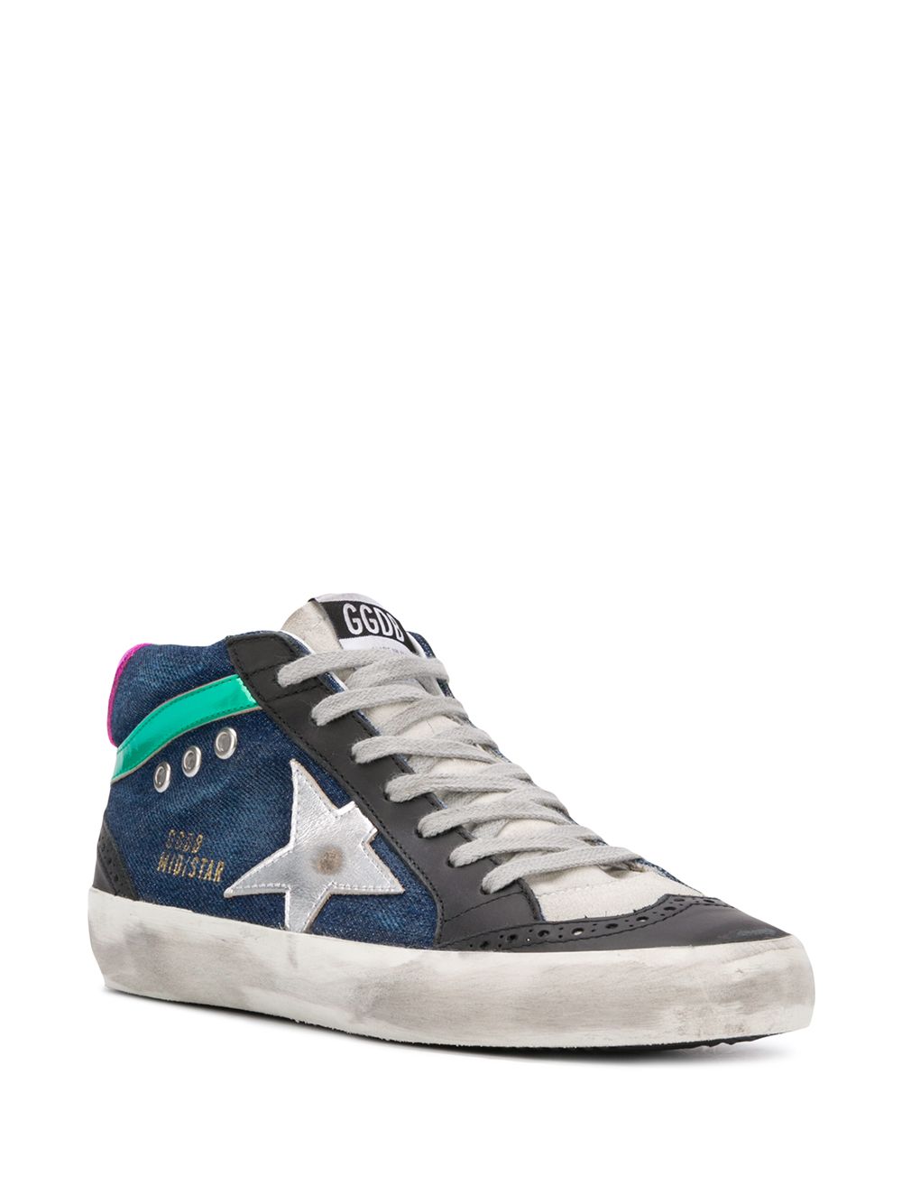 фото Golden goose mid-star lace-up denim sneakers