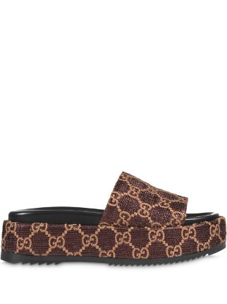 Gucci GG Lamé Slide Sandals - Farfetch