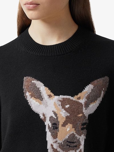 Burberry deer intarsia jumper black | MODES