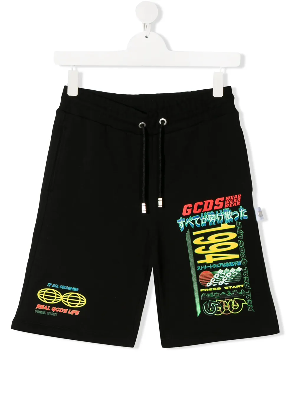 Gcds Teen Printed Track Shorts In 黑色