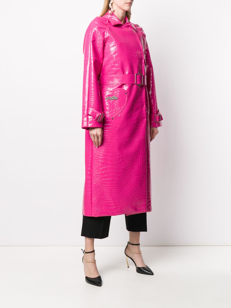 Shop Saks Potts Caliente Crocodile-effect Trench Coat In Pink