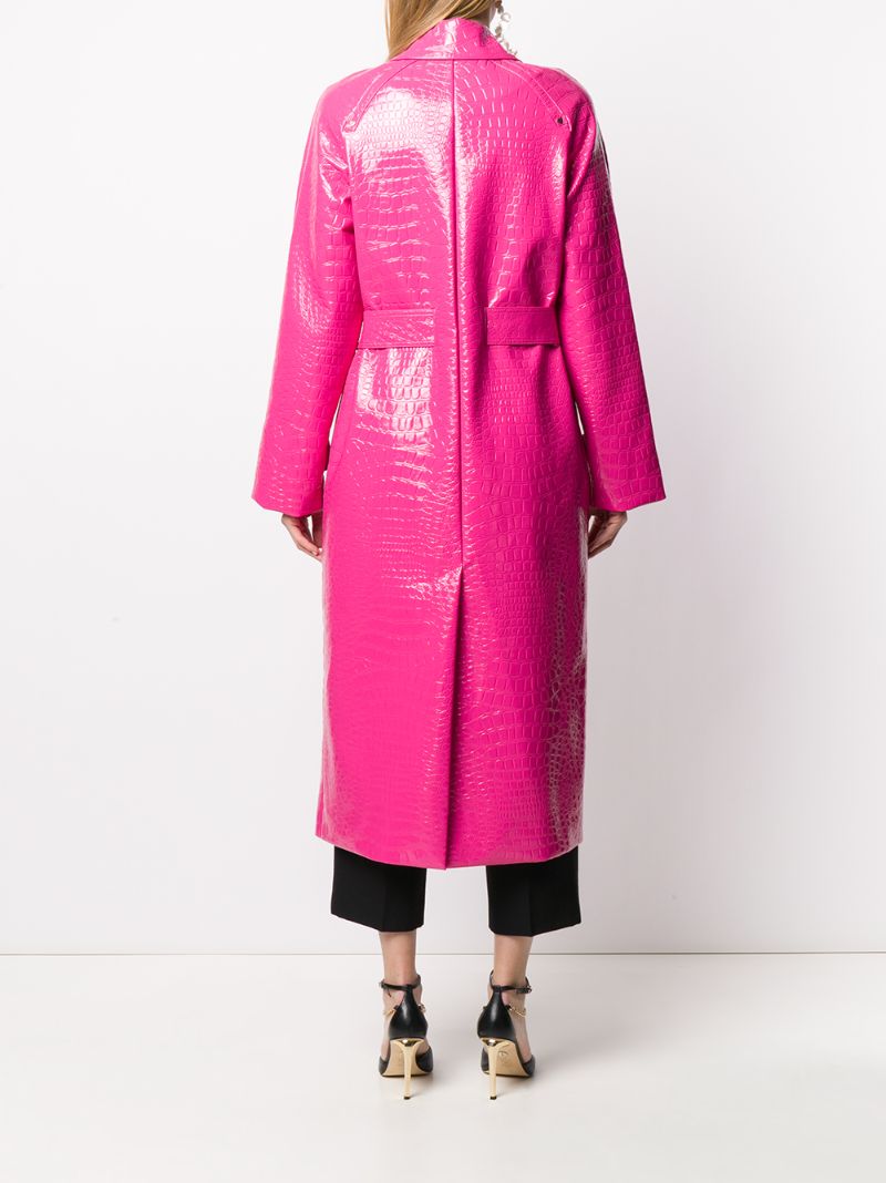 Shop Saks Potts Caliente Crocodile-effect Trench Coat In Pink