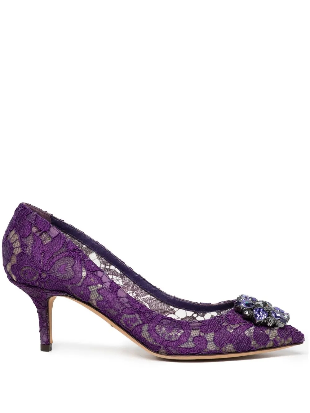 

Dolce & Gabbana lace-panel pointed-toe pumps - Purple