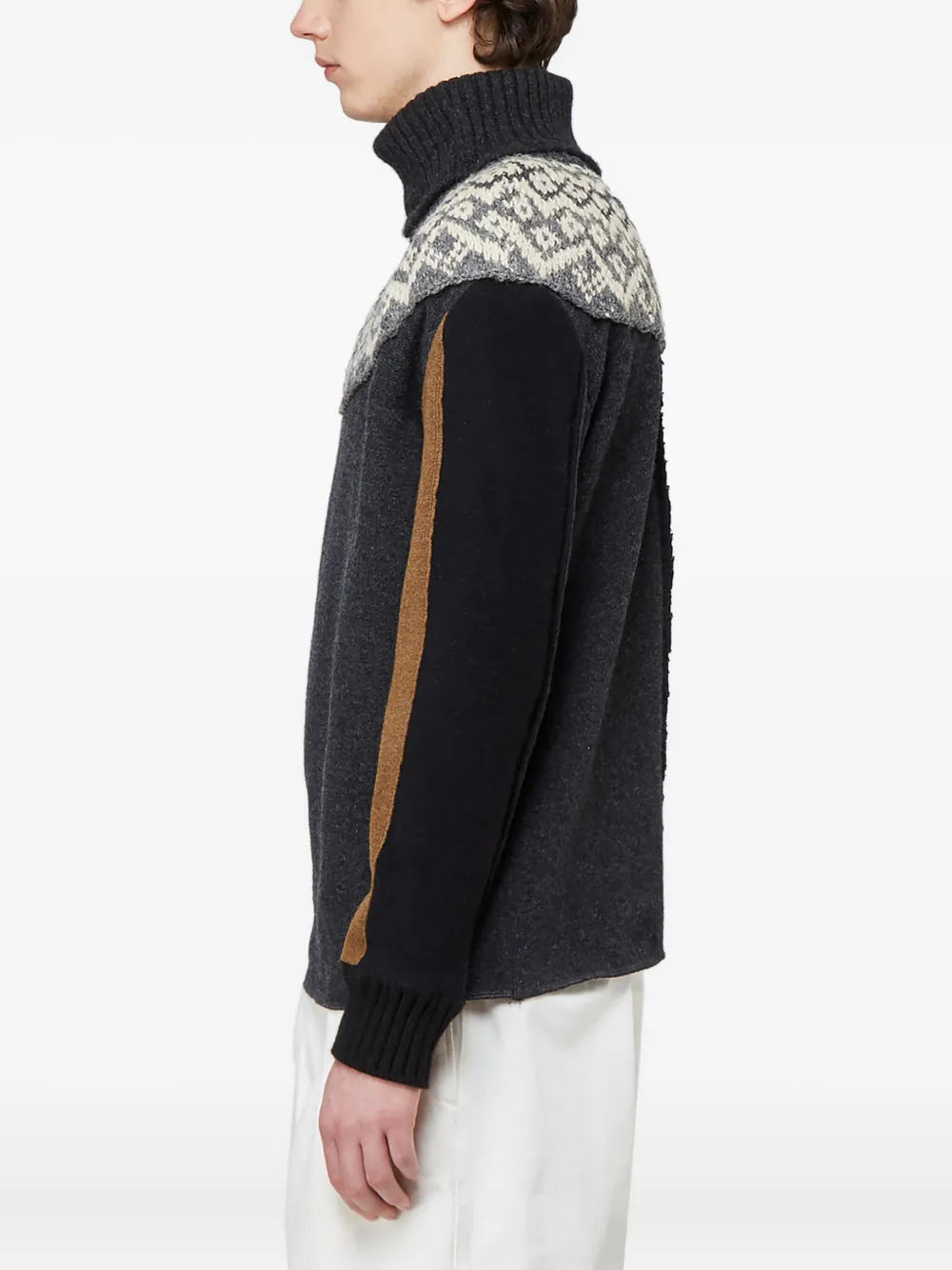 Pringle of Scotland Fair Isle coltrui met vlakken Grijs