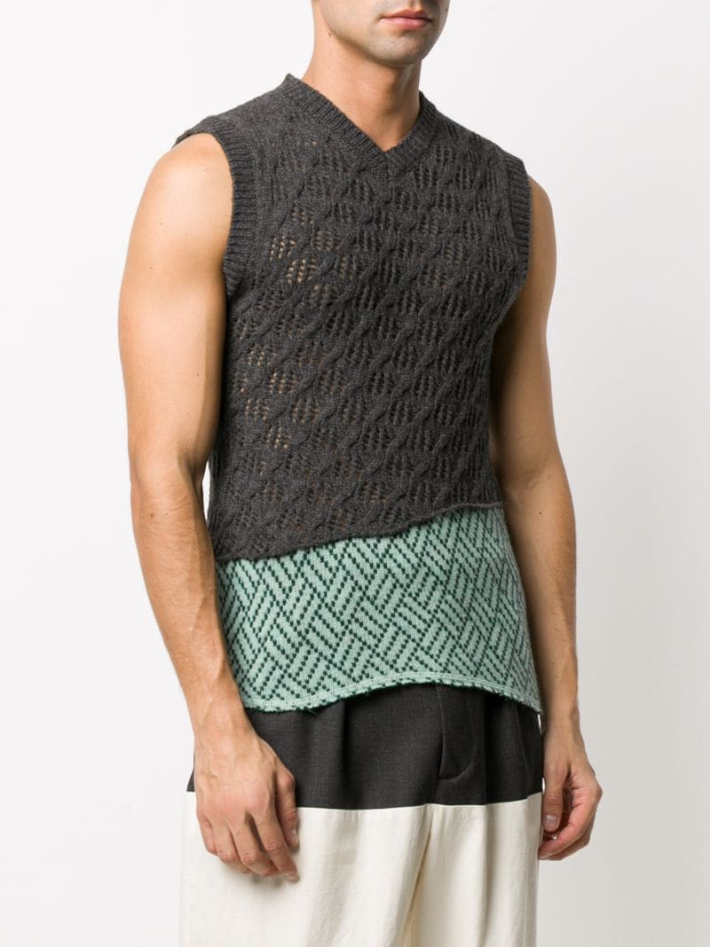 Shop Raf Simons Smiley Knitted Tank Top In Grey