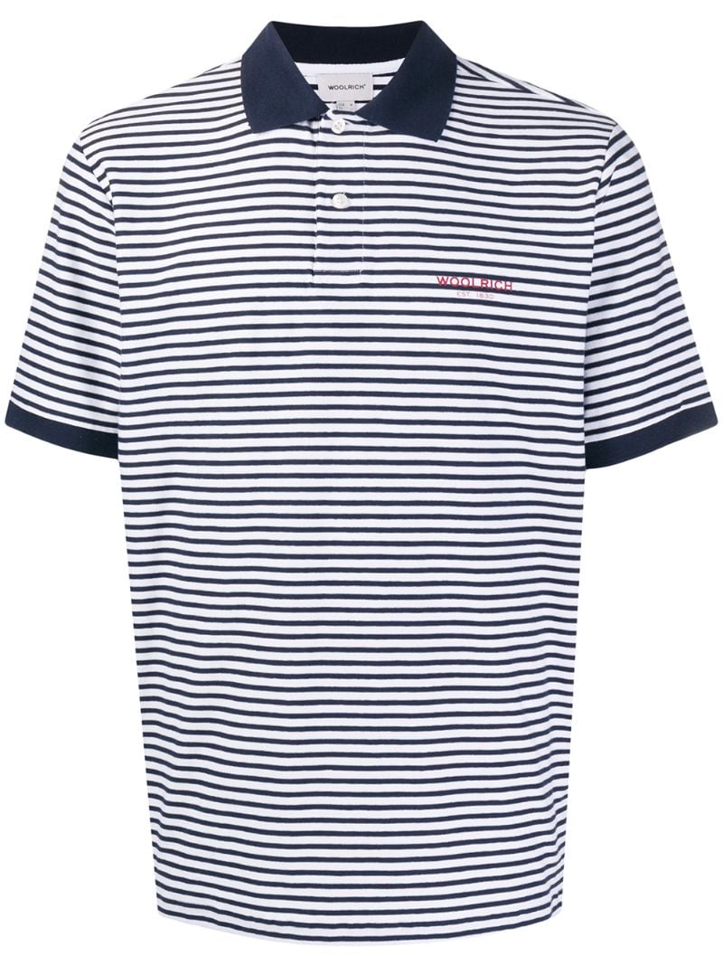 Shop Woolrich Striped Short-sleeve Polo Shirt In White