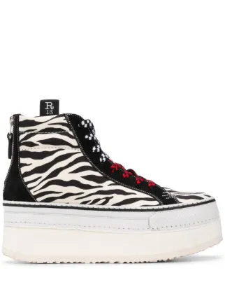 Shop R13 platform zebra print sneakers with Express Delivery 