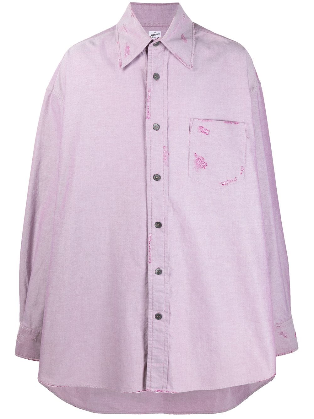 Shop Marni Oversized Distressed Shirt In Purple