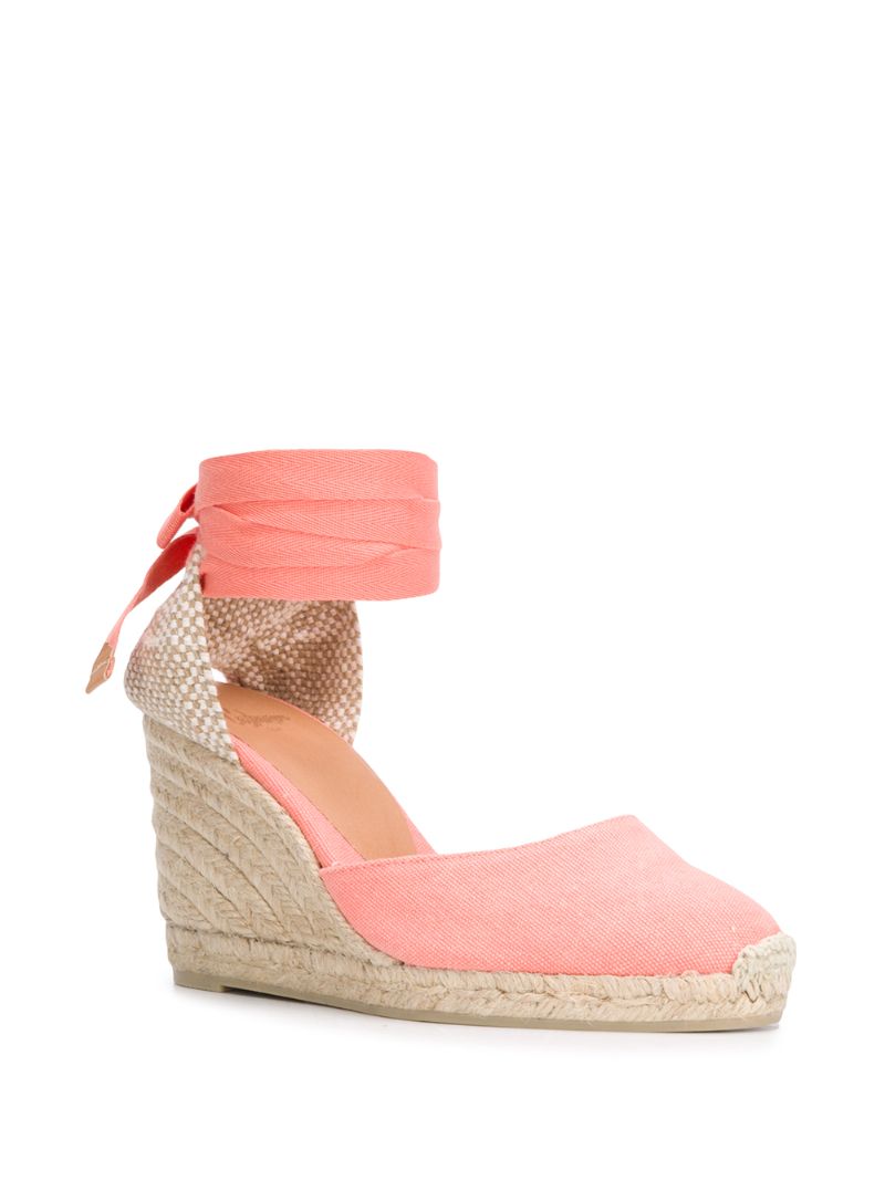 Shop Castaã±er Carina Lace-up Espadrille Wedges In Orange