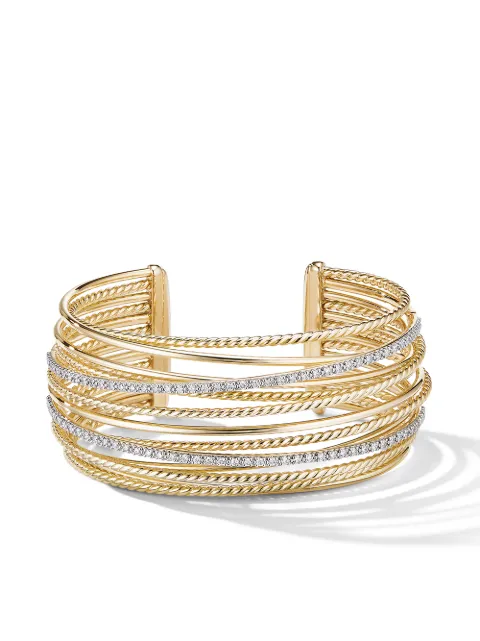 David Yurman 18tk Yellow Gold Crossover Diamond Cuff David Yurman 18tk Yellow Gold Crossover Diamond Cuff