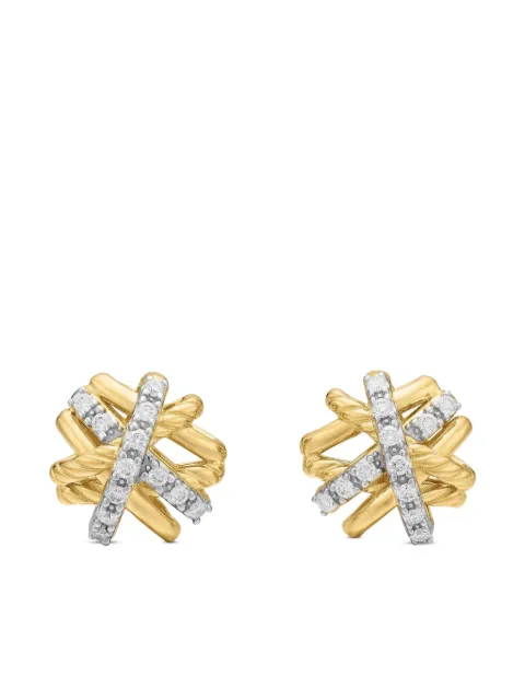 David Yurman puces d'oreilles Crossover en or 18ct pavées de diamants (11 mm)