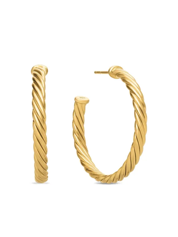David Yurman 18kt Yellow Gold Cablespira Hoop Earrings