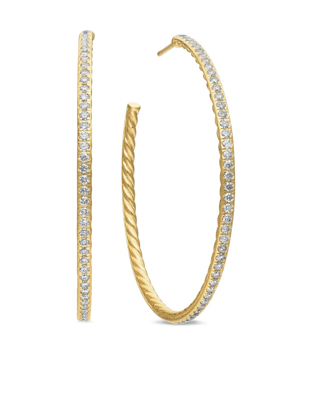 David Yurman ダイヤモンド フープピアス 25.4mm 18Kイエローゴールド - ゴールドトーン David Yurman ダイヤモンド フープピアス 25.4mm 18Kイエローゴールド - ゴールドトーン