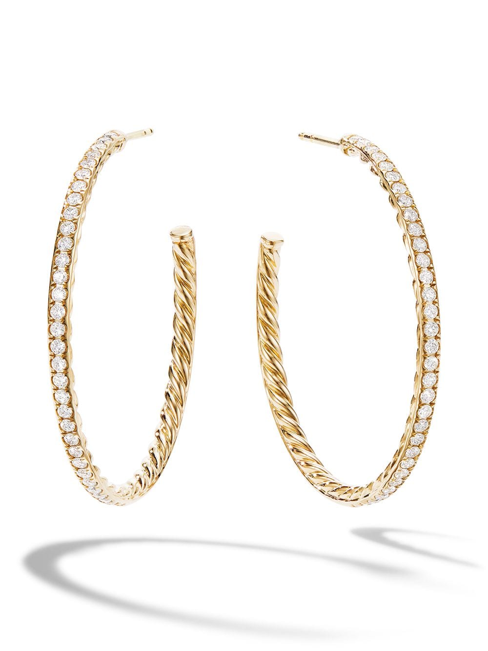 фото David yurman золотые серьги-кольца pavé с бриллиантами