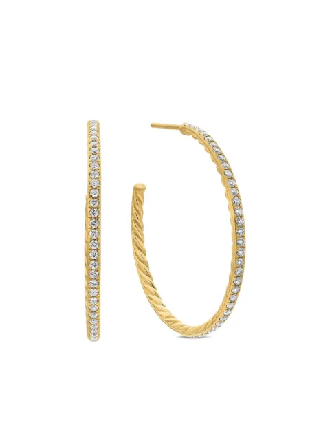 David Yurman 18kt yellow gold pavé diamond hoop earrings (38mm)