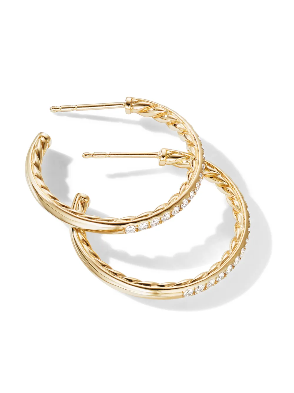 фото David yurman маленькие серьги-кольца sky из желтого золота с бриллиантами