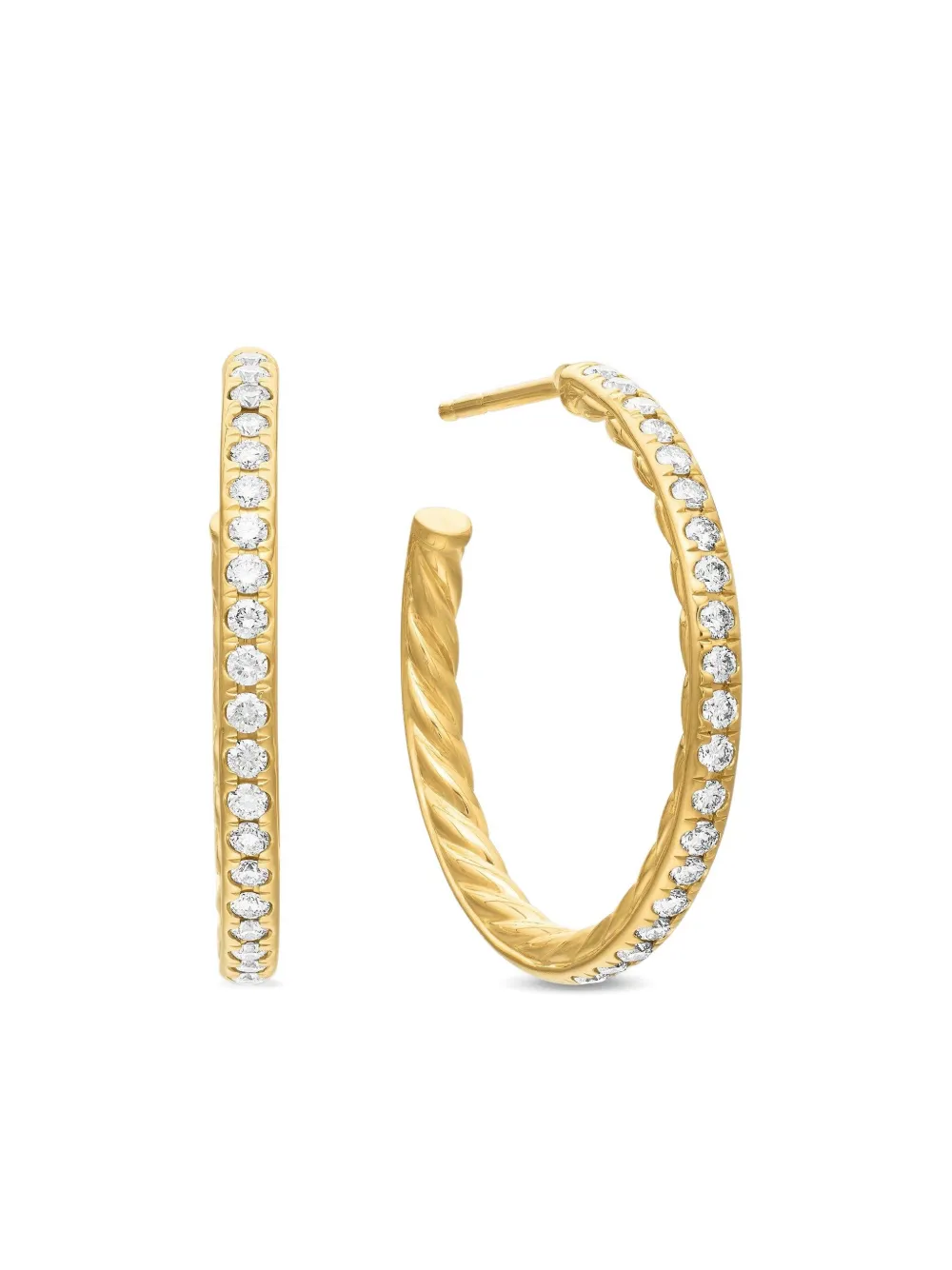 David Yurman ダイヤモンド フープピアス 25.4mm 18Kイエローゴールド - ゴールドトーン David Yurman ダイヤモンド フープピアス 25.4mm 18Kイエローゴールド - ゴールドトーン
