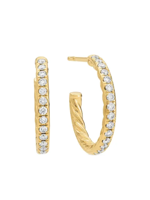 David Yurman 18kt yellow gold pavé diamond hoop earrings (19mm)