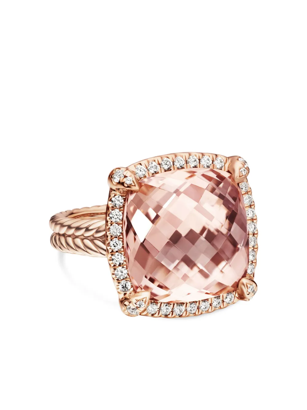 David Yurman Chatelaine モルガナイト&ダイヤモンド リング 14mm 18Kローズゴールド - ピンク David Yurman Chatelaine モルガナイト&ダイヤモンド リング 14mm 18Kローズゴールド - ピンク