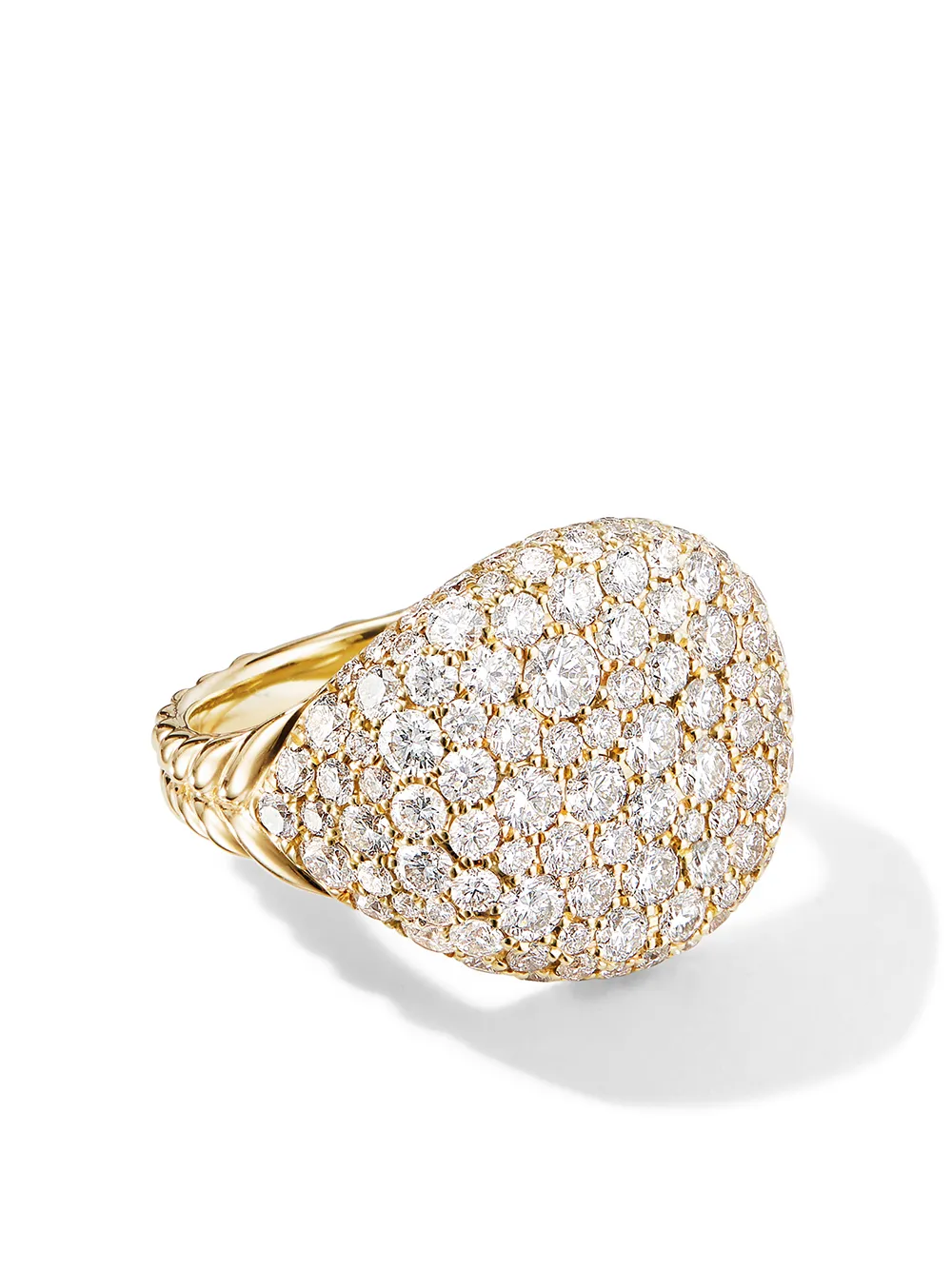 

David Yurman 18kt yellow gold Chevron Pavé diamond pinky ring