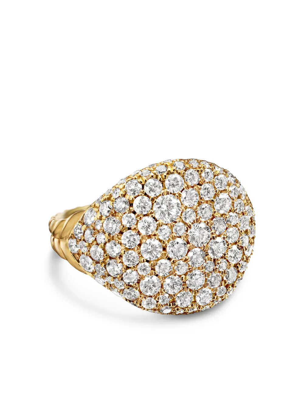 18kt yellow gold Chevron diamond pinky ring (13mm)