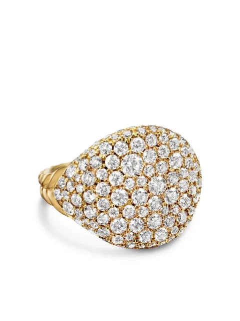 David Yurman 18kt yellow gold Chevron diamond pinky ring (13mm)