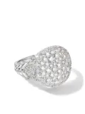 David Yurman 18kt white gold Chevron diamond pinky ring (13mm) - Silver