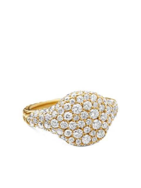 David Yurman 18kt yellow gold Chevron diamond pinky ring (10mm)