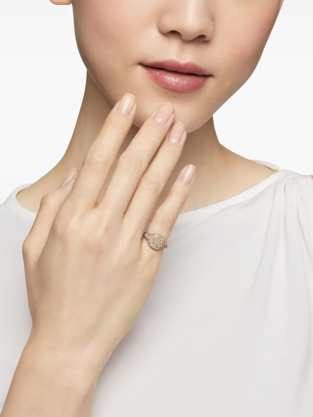 David Yurman 18kt rose gold Chevron diamond pinky ring (10mm) | Image 2