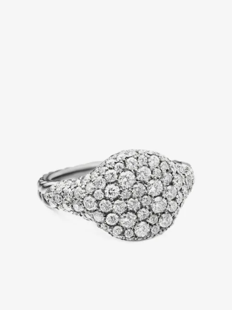 David Yurman 18kt white gold Chevron diamond pinky ring (10mm)