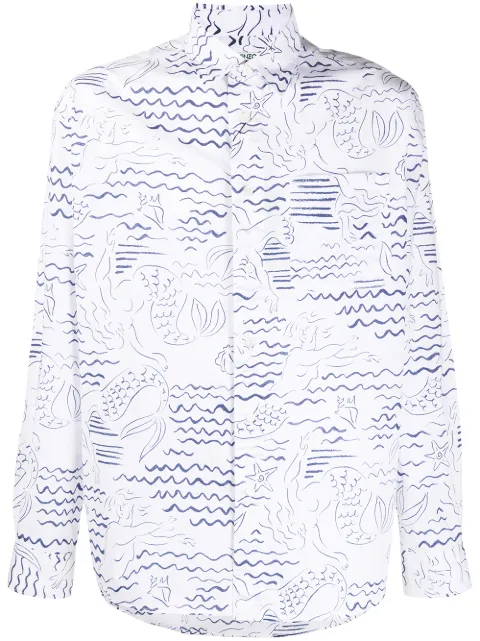 Shop Kenzo Waves Mermaids print shirt 