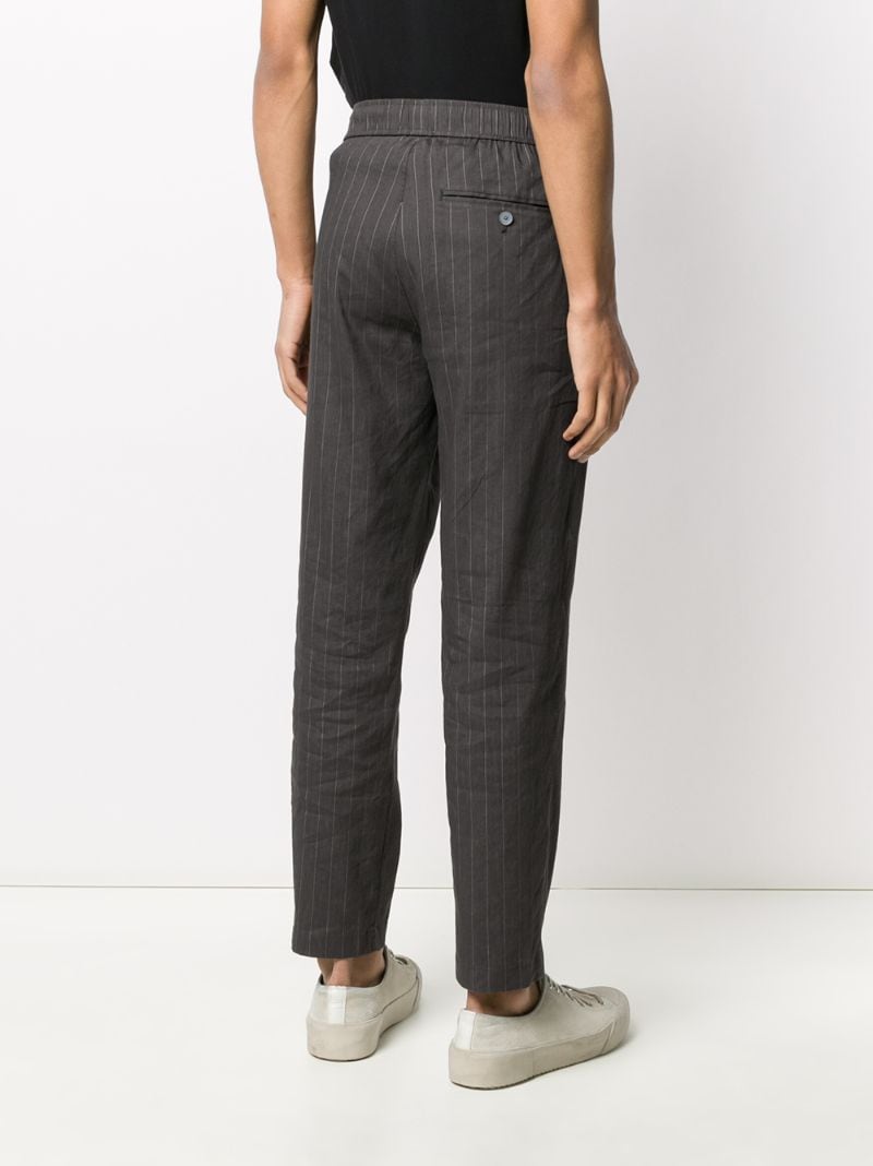 Shop Theory Elasticated Waist Pinstripe Trousers In Grey