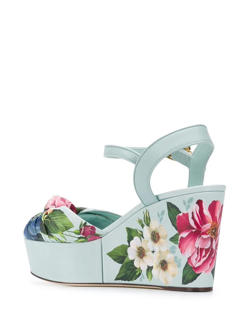 Dolce & Gabbana floral-print wedge sandals blue | MODES