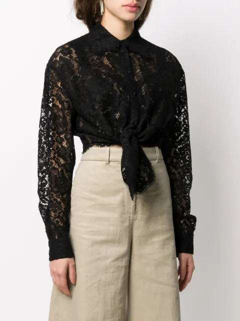 Shop Dolce \u0026 Gabbana sheer lace shirt 