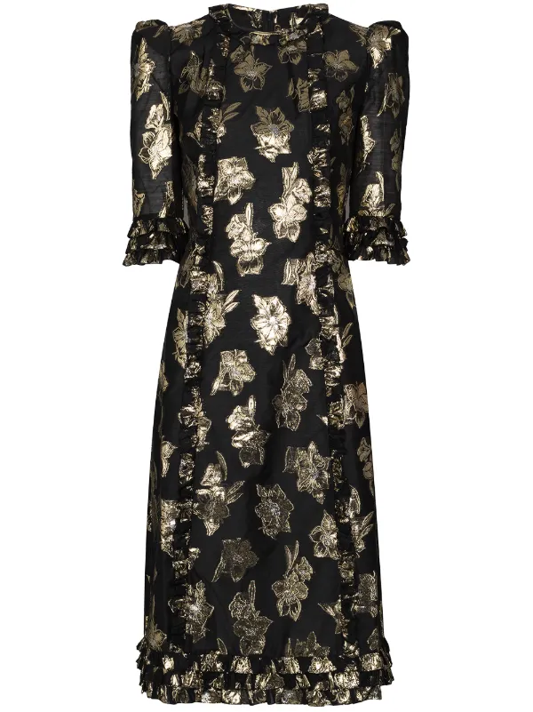 floral jacquard midi dress