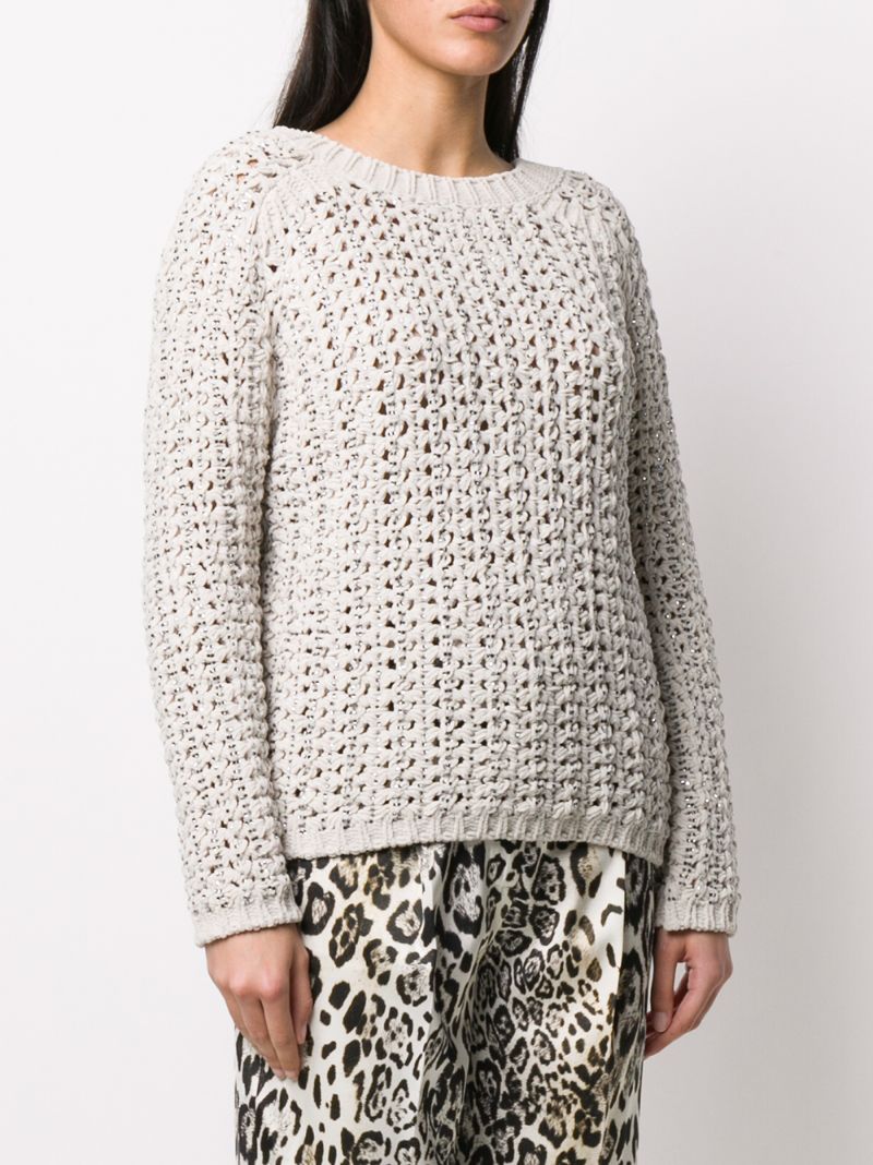 Shop Ermanno Scervino Crystal Embellished Jumper In White