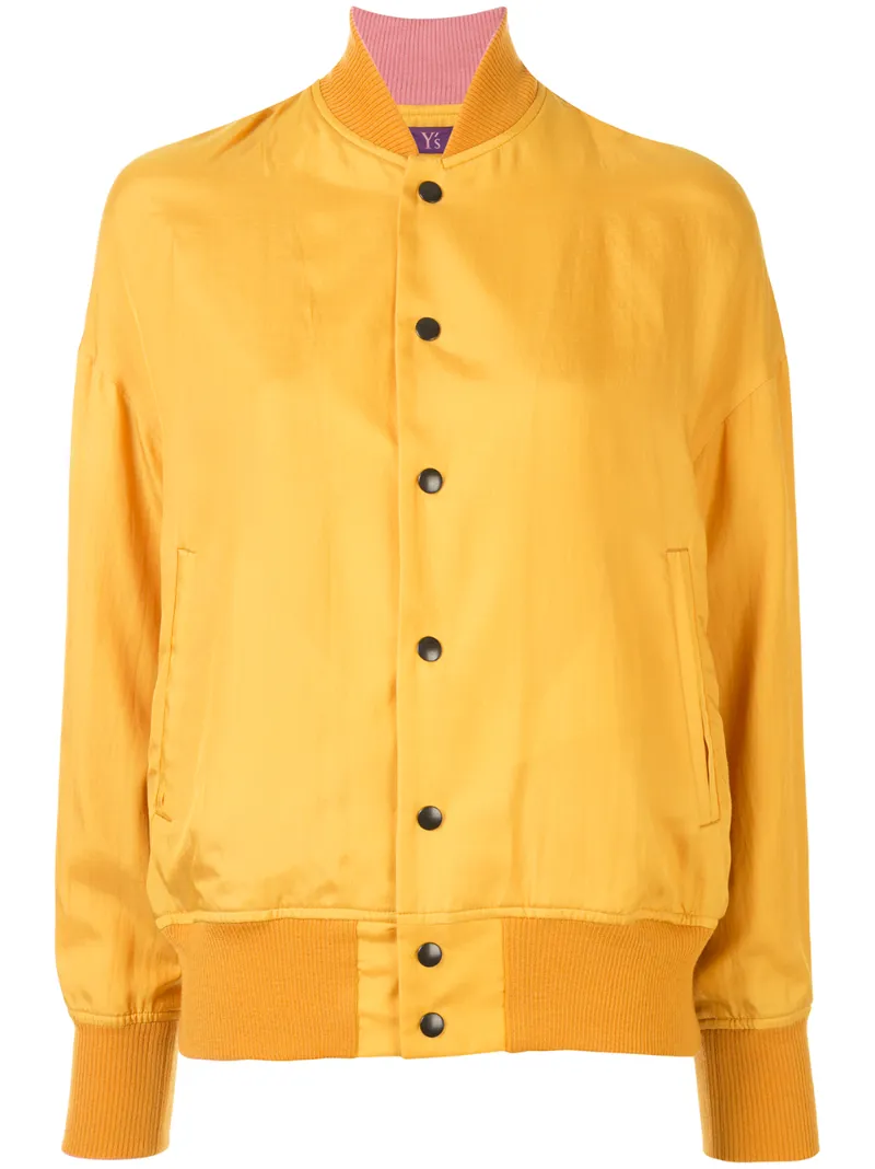 Y's Yellow Silk Printed Bomber Jacket In Yellow