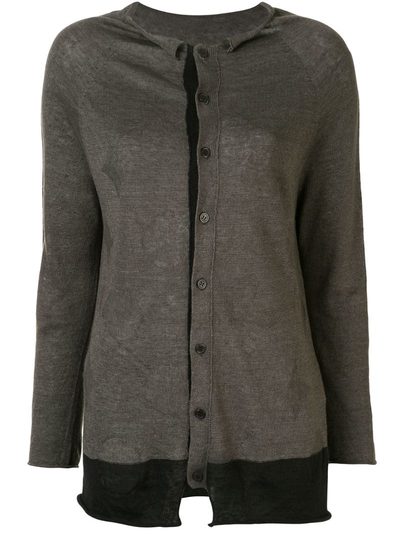 Y's Linen Long Sleeve Cardigan In Black