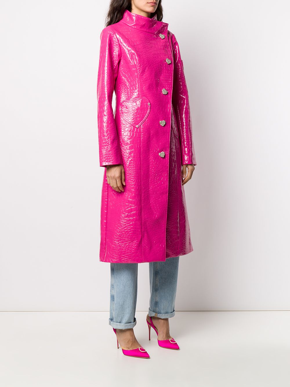 фото Saks potts asymmetric crocodile-effect coat