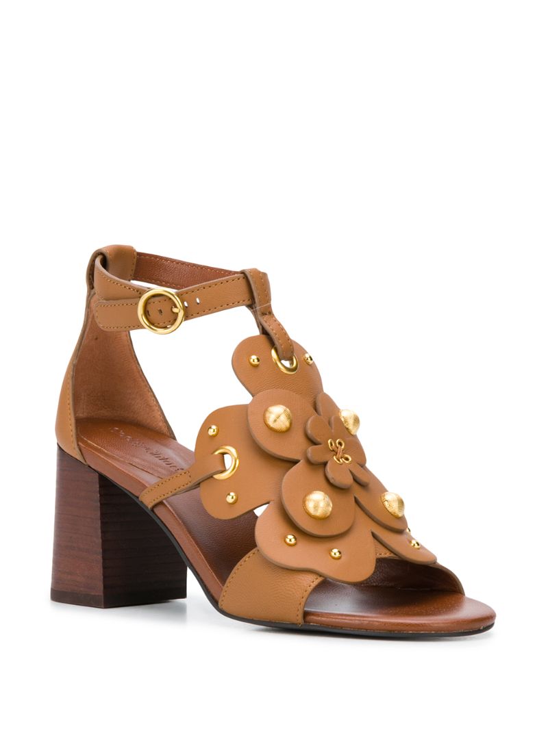 Shop See By Chloé Cut-out Flower Sandals In Brown