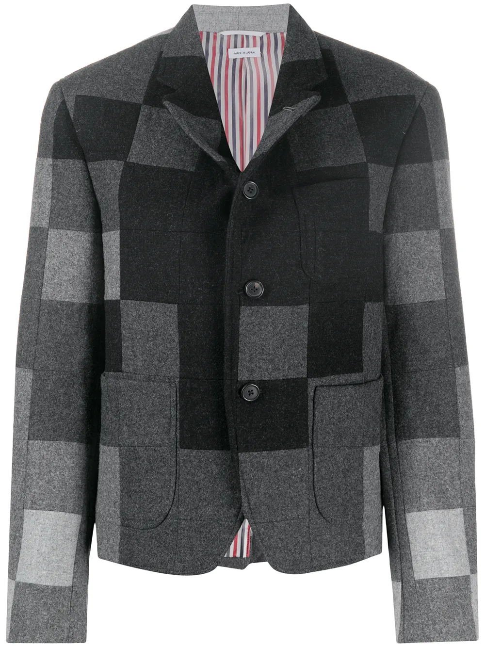 

Thom Browne Shetland wool patchwork-effect shrunken blazer - 055 LIGHT GREY