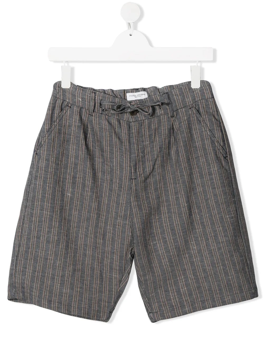 Paolo Pecora Kids' Drawstring Striped Pattern Shorts In Blue