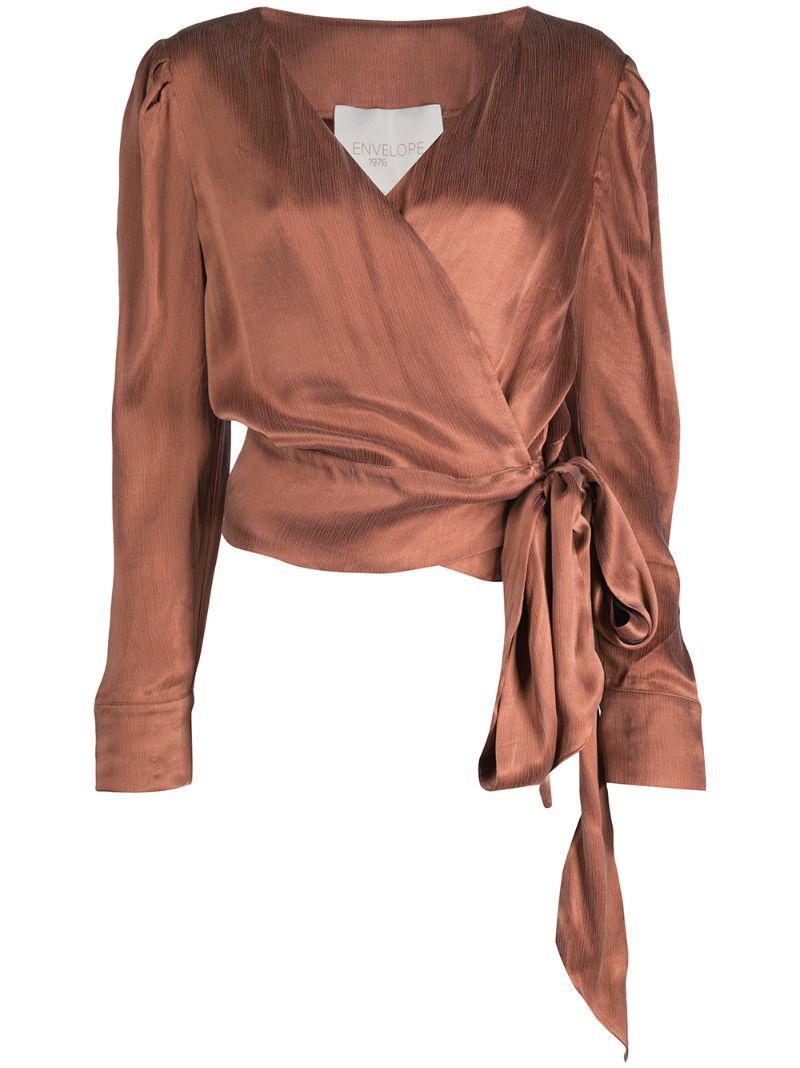 Envelope1976 Wrap Front Blouse In Brown