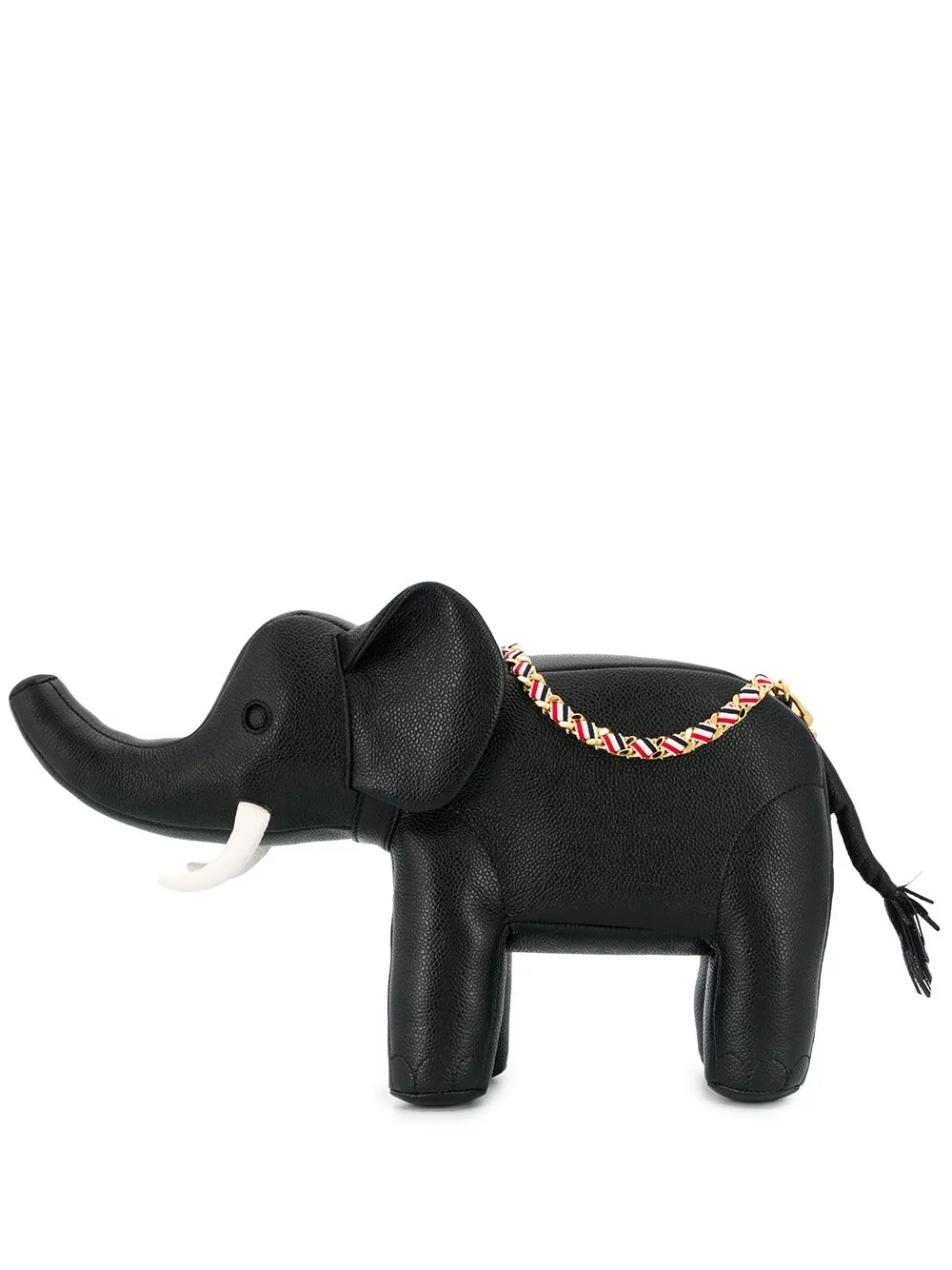 

Thom Browne SMALL ELEPHANT BAG W/ RWB GG WOVEN CHAIN IN PEBBLE GRAIN LEATHER - 001 BLACK