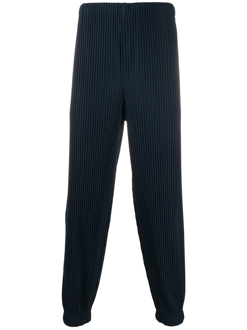 Issey Miyake Pleated Straight-leg Trousers In Blue