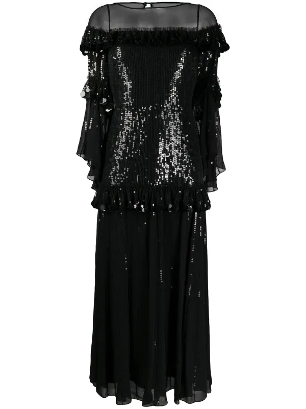 tiered sequin midi dress