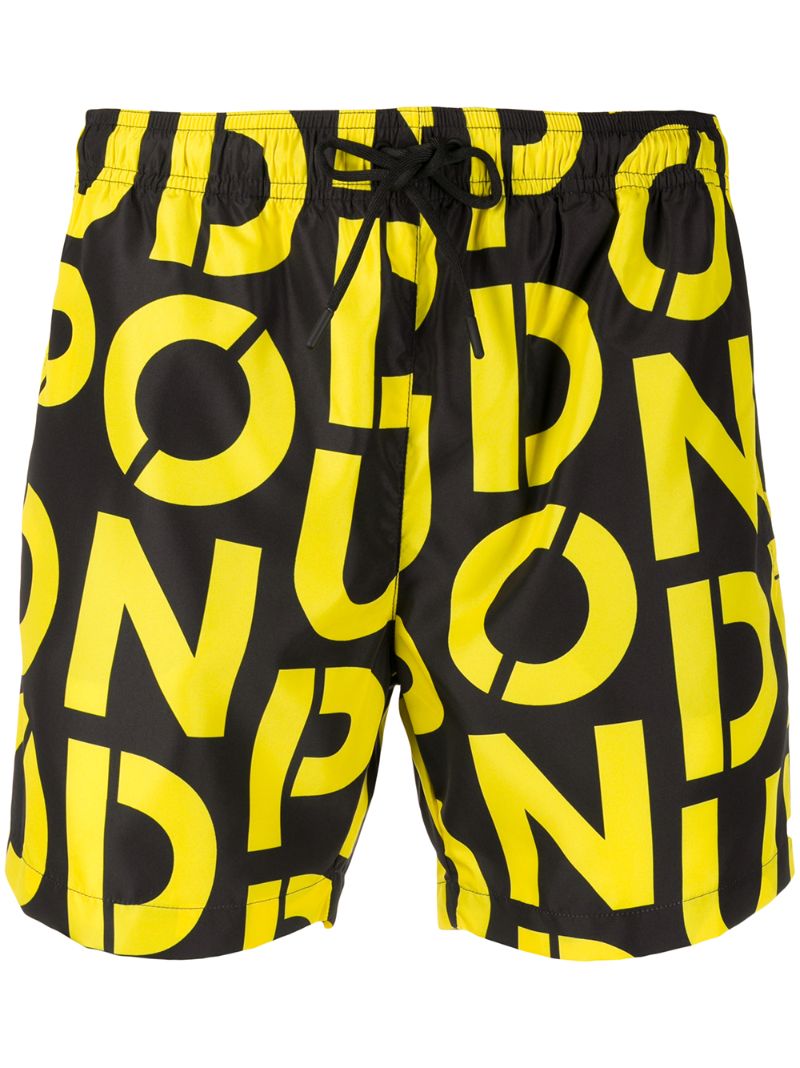 Dondup Printed Swim Shorts In Black