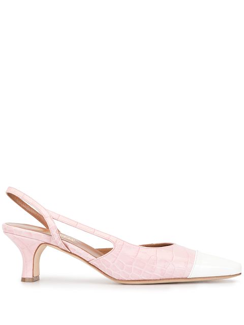 contrast toe pumps