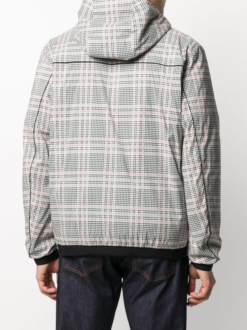 Shop Z Zegna Checked-print Hooded Jacket In Blue