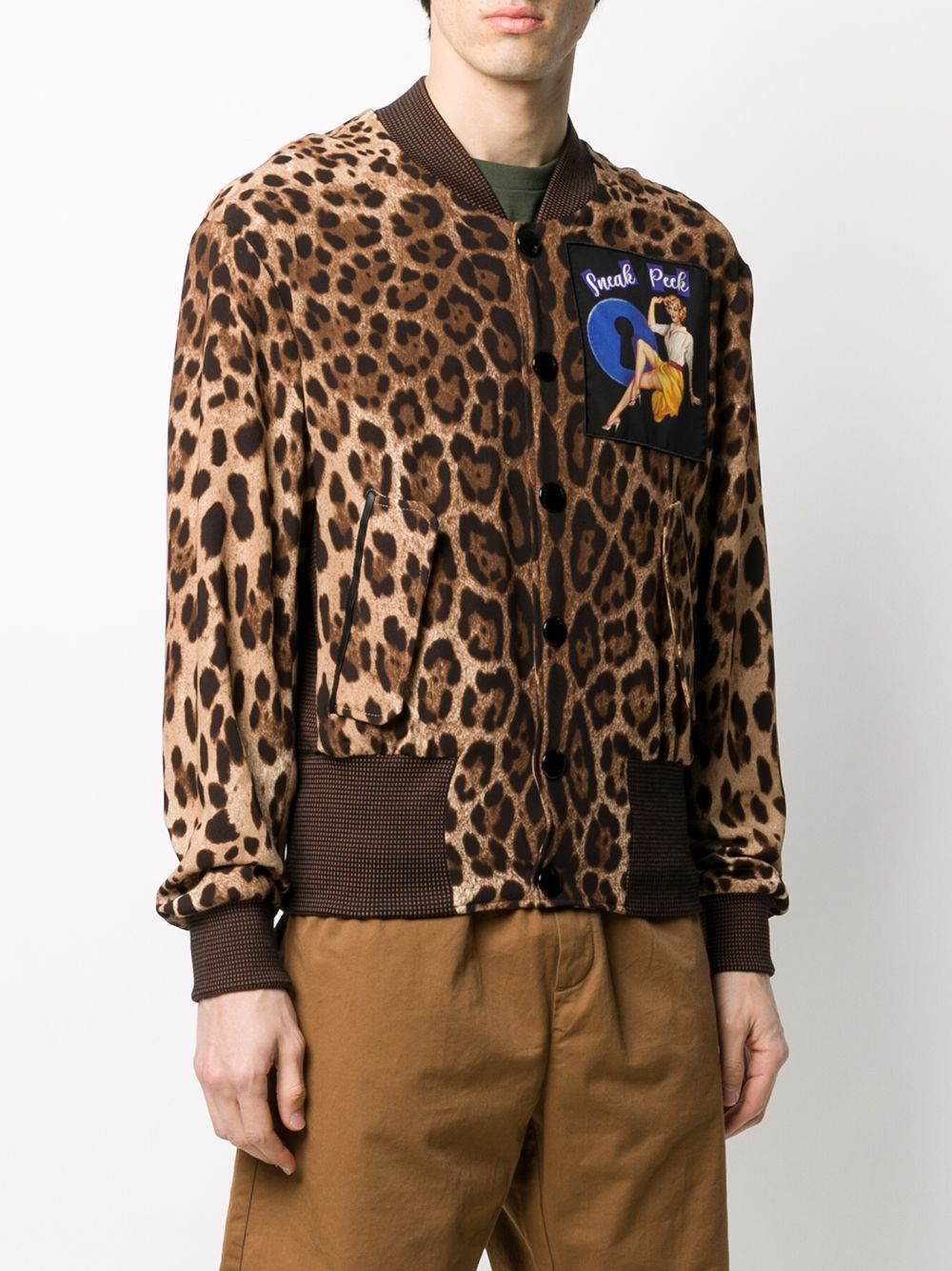 фото Dolce & gabbana куртка-бомбер с леопардовым принтом